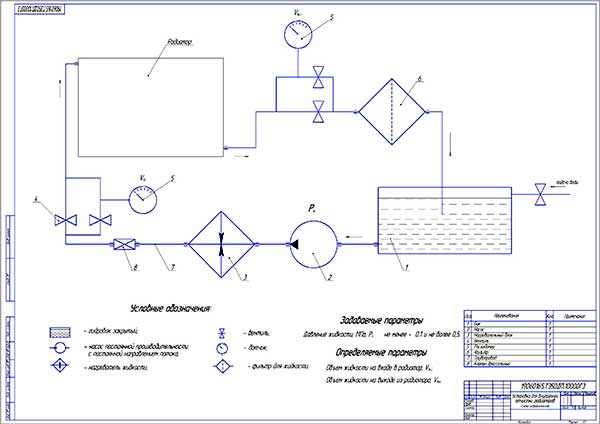 Гидравлическая схема разрабатываемой установки