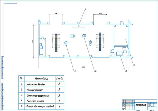 Чертеж уборочно моечного участка