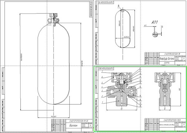 Газовый баллон чертеж