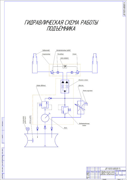 Гидравлическая схема автоподъемника