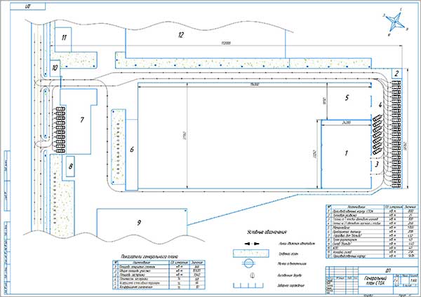 Чертеж генерального плана сто