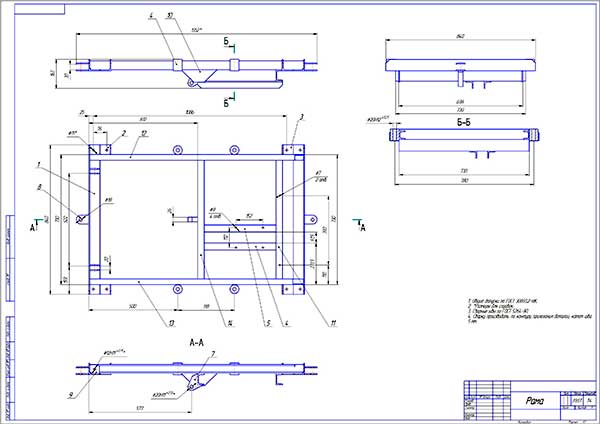 Чертеж сварной рамы